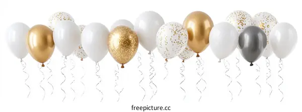 Celebration Balloons in White Gold and Grey