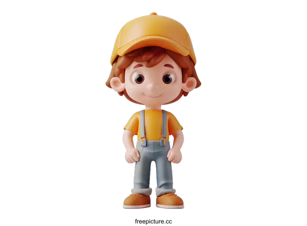 [Transparent Background PNG]3d rendering of a happy cartoon boy