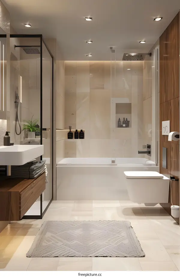Modern and minimalist bathroom