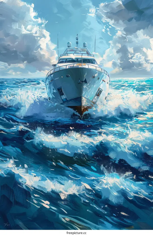 Luxury Yacht Sails Through the Rough Seas