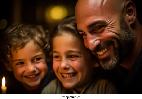 Happy family of three