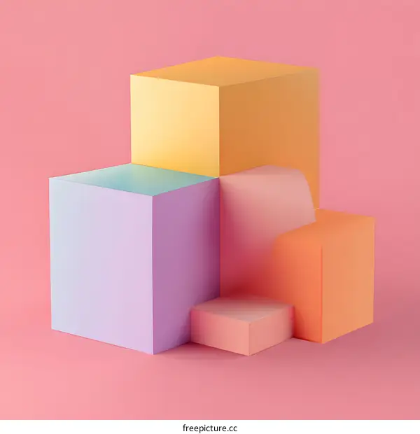 Abstract Colorful Cubes 3D Render
