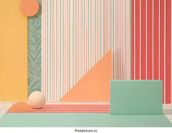 Abstract Geometric Shapes Background With Pastel Colors
