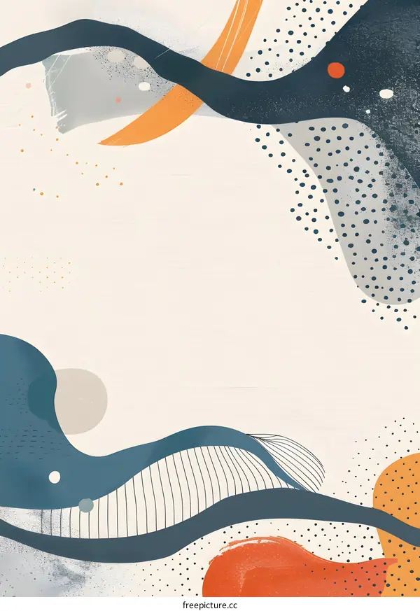 Abstract Art Background With Blue, Orange And Gray Shapes