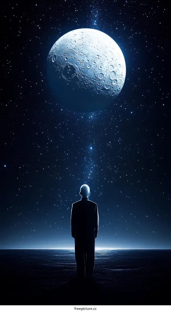 Silent contemplation under the vast night sky