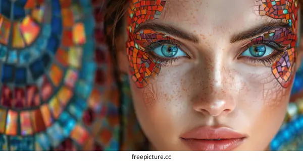 mosaic portrait of a young woman