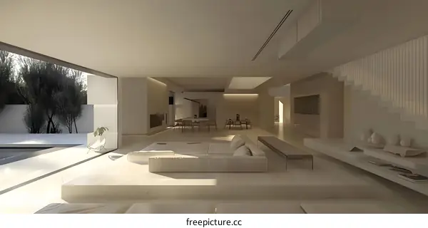 Modern Minimalist Home Interior Design with White Furniture and Sunlight