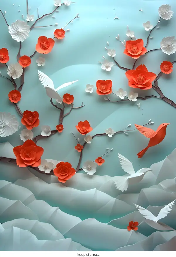 Paper Flowers and Birds