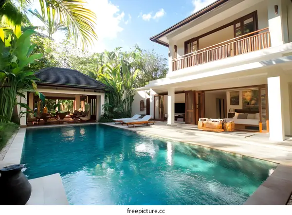 Tropical Villa with Private Pool and Lush Greenery
