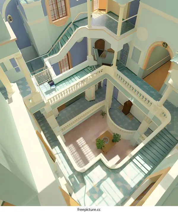 Interior Design of a Building with Stairs