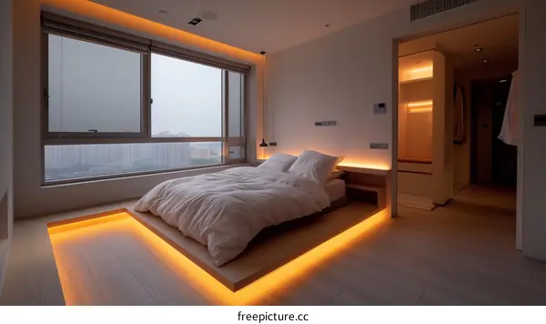 Cozy and Modern Bedroom Design with Warm Lighting