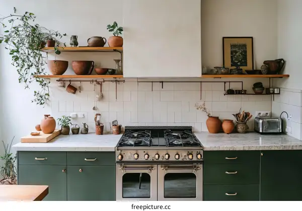 Stylish Rustic Kitchen with Terracotta Accents