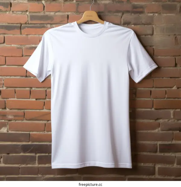 White T-shirt Mockup against a Brick Wall