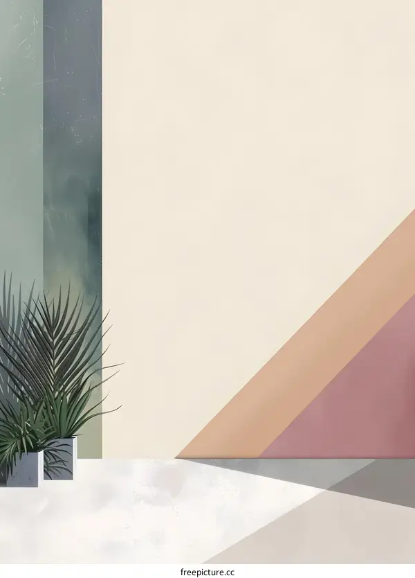 Minimalist Abstract Geometric Background with Plants