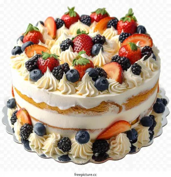 Delicious Cake Decorated With Fresh Berries