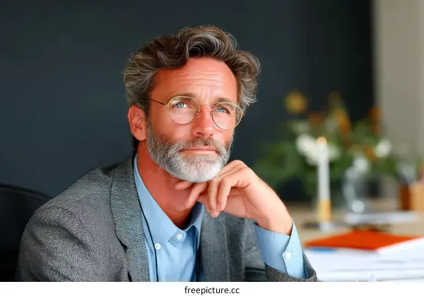 Thoughtful Businessman in Formal Attire