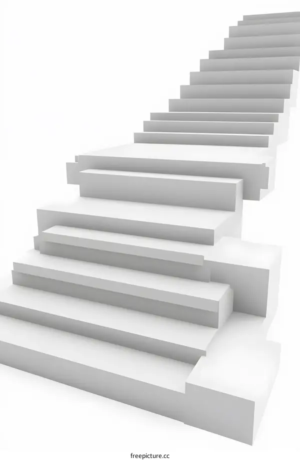 White 3D Rendered Staircase with Perspective