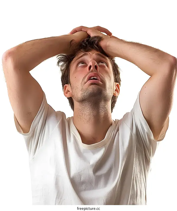 Man holding his head in his hands