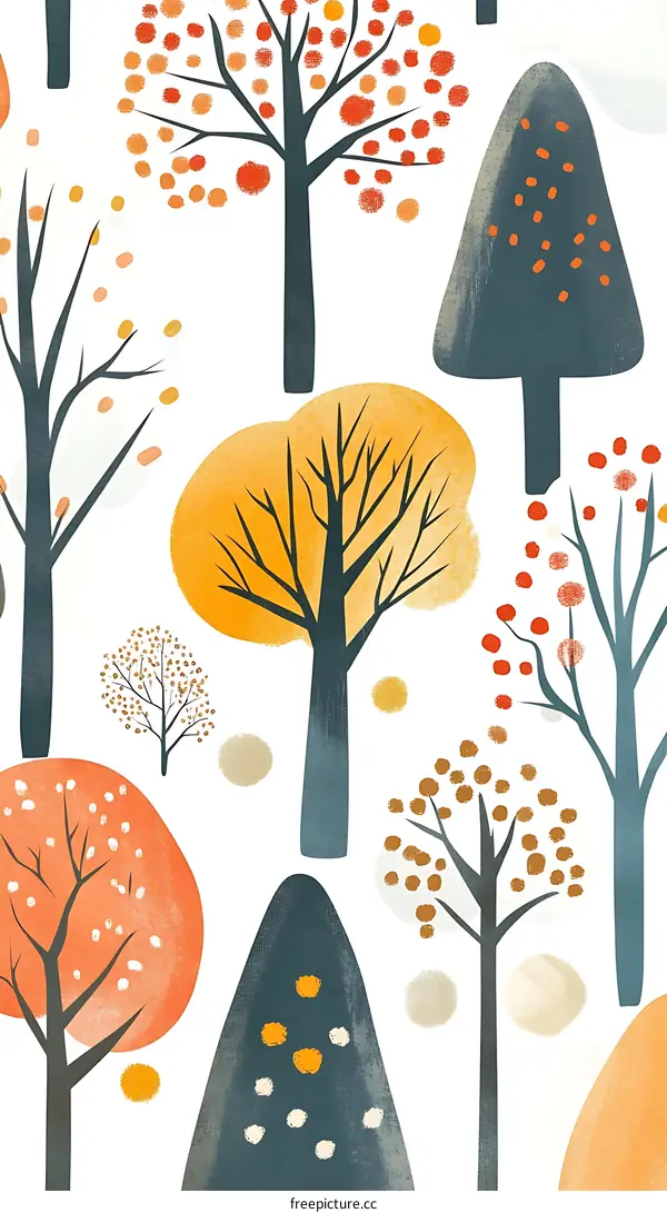 Abstract Autumn Tree Forest Illustration