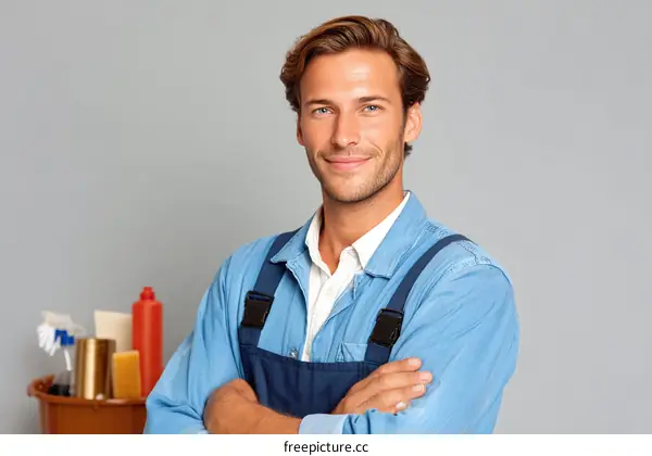 Portrait of a Confident Caucasian Male Worker