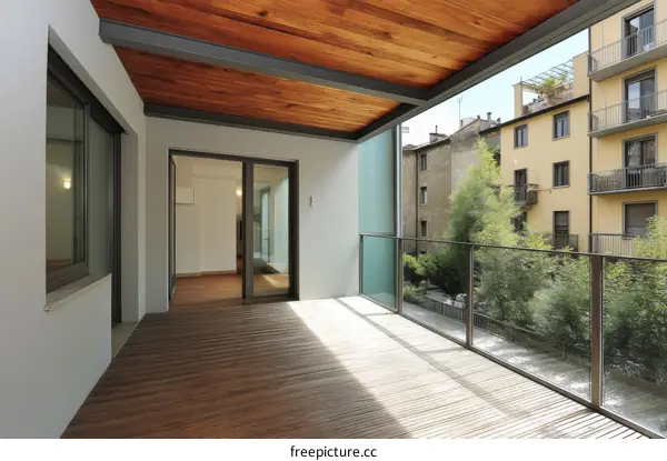 Modern Balcony with City View Apartment Interior