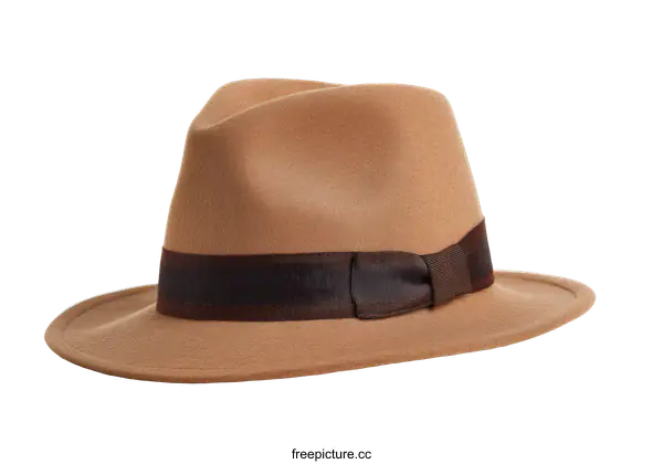 [Transparent Background PNG]Beige Fedora with Brown Ribbon