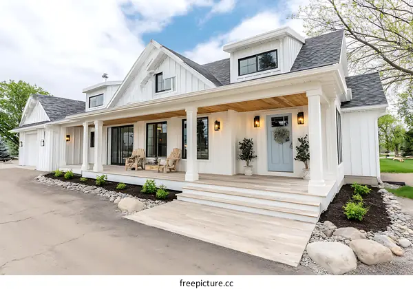 Modern Farmhouse Exterior with Covered Porch