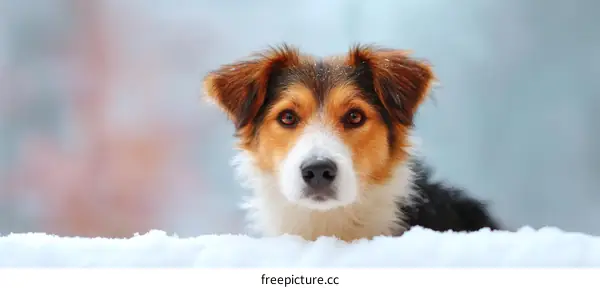 Winter Portrait of a Mixed Breed Dog