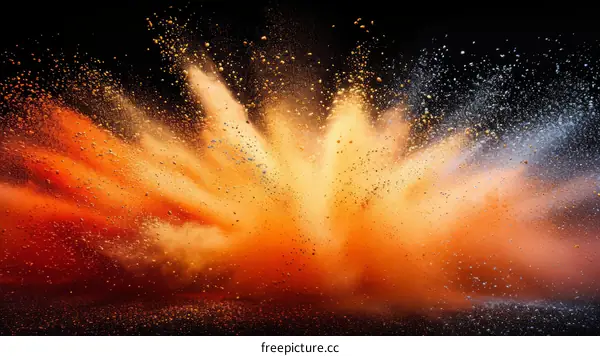 Colorful powder explosion on black background