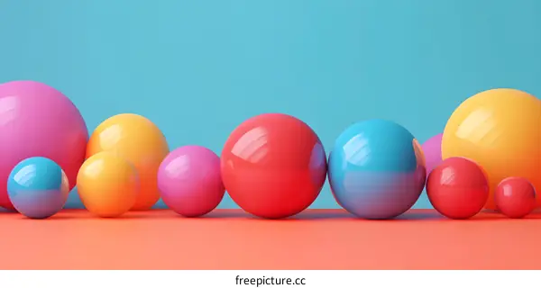 Colorful 3D Spheres on a Blue and Orange Background