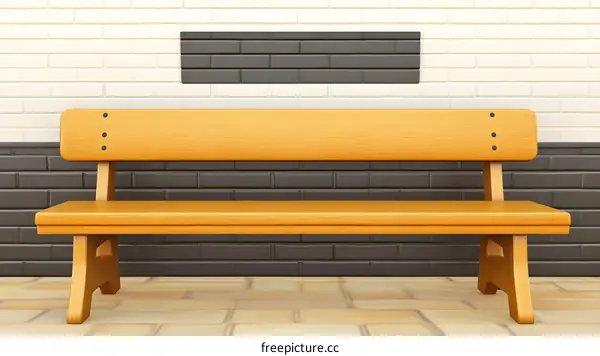 Wooden Bench Against Brick Wall