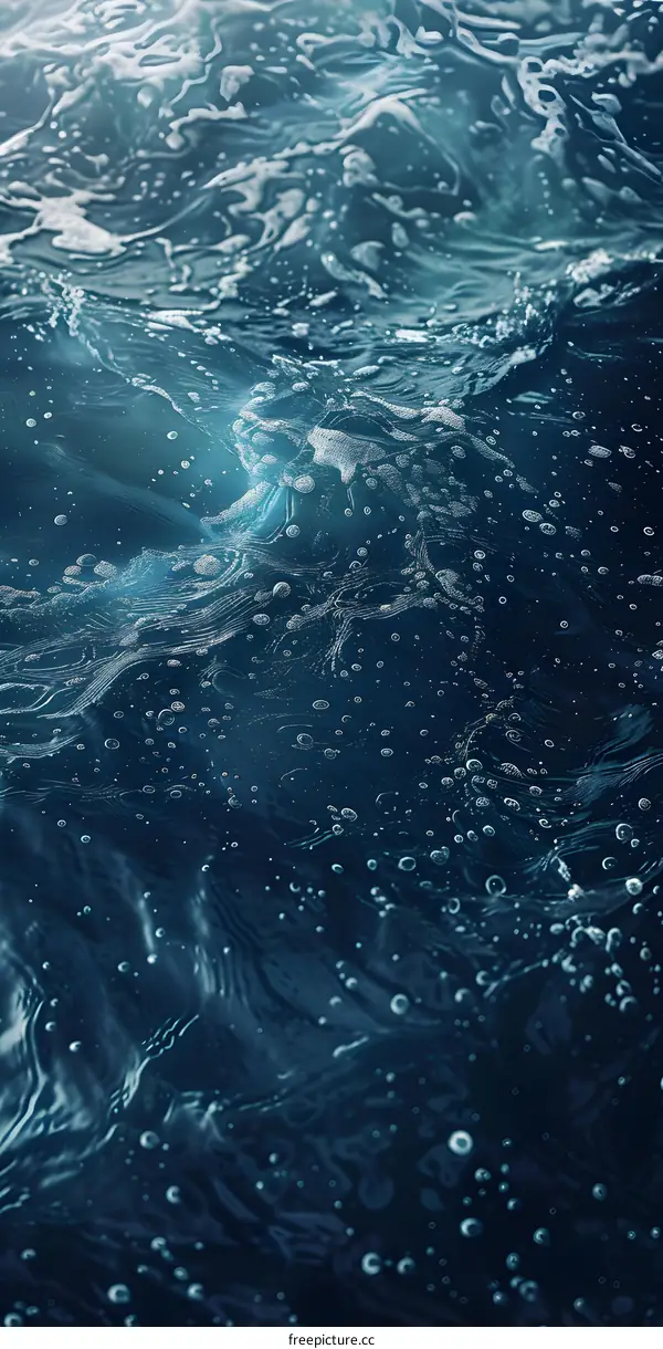 Close Up View of Blue Water With Bubbles