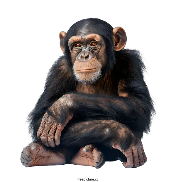 [Transparent Background PNG]Thoughtful Chimpanzee Portrait