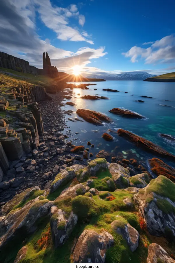 A Stunning Sunset Over the Rocky Coast of Iceland