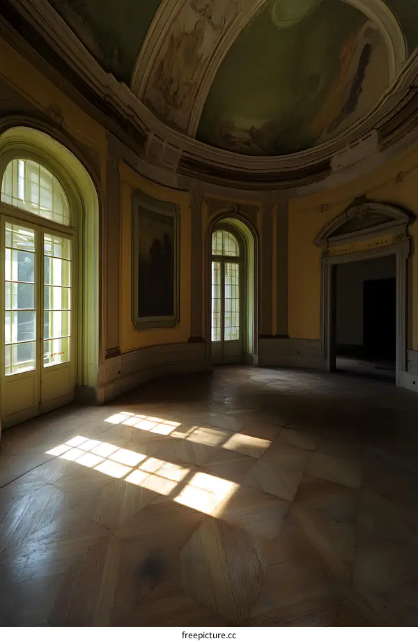 Sunbeams Streaming Through Windows in an Abandoned Palace