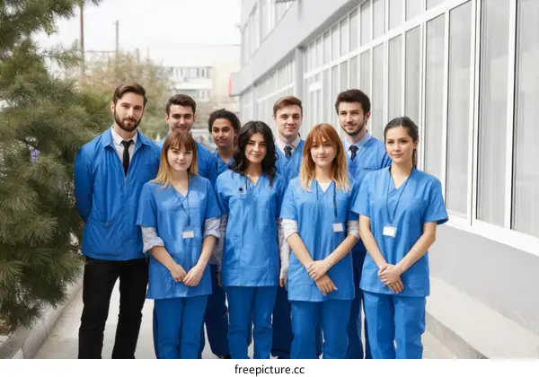 Medical Staff Group Portrait Outdoors