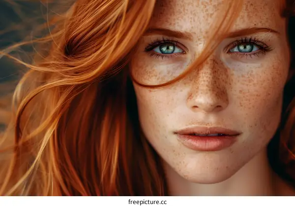 Woman with Red Hair and Freckles