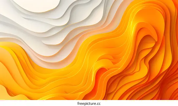 Orange and white abstract waves background