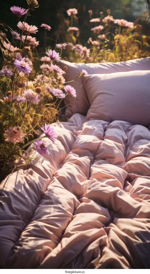 Peaceful Rest amidst a Blooming Flower Field