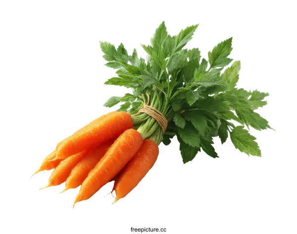 [Transparent Background PNG]Fresh Bunch of Baby Carrots with Green Leaves