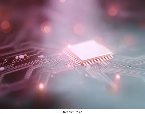 Closeup Circuit Board with Microchip