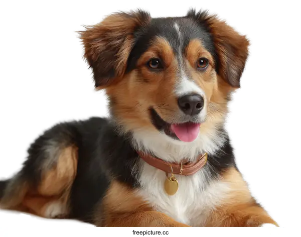 [Transparent Background PNG]Adorable Puppy Portrait with Leather Collar