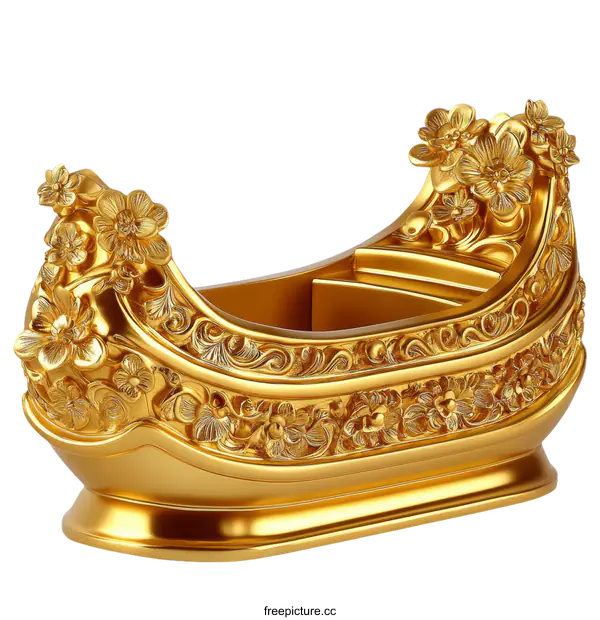 [Transparent Background PNG]Golden Decorative Gondola Shaped Organizer