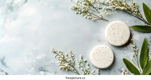 Natural Spa Background with White Flowers and Soap