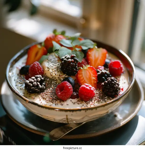 Healthy Chia Seed Pudding with Berries and Nuts