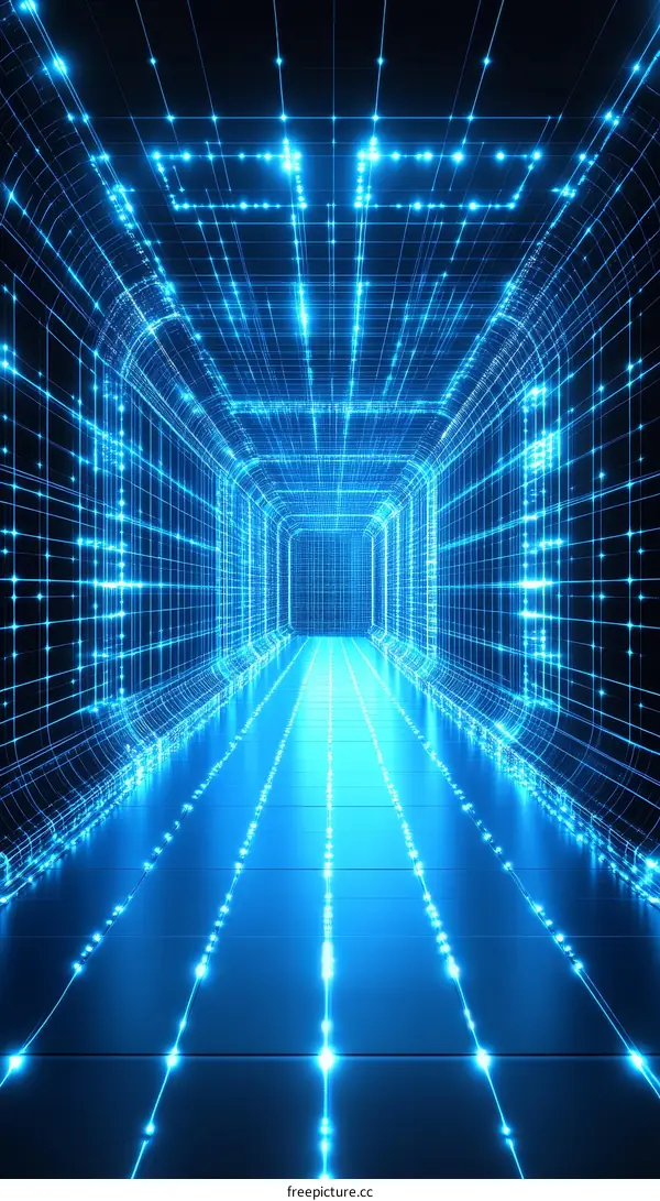 Abstract Futuristic Digital Tunnel