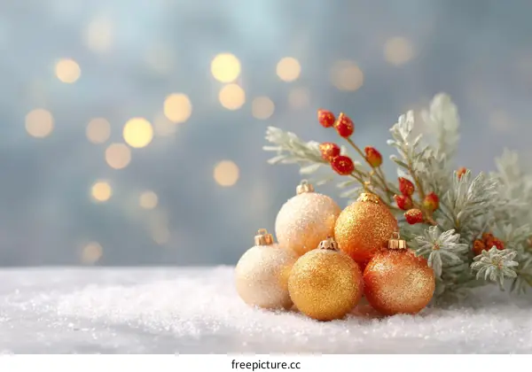 Christmas Ornament Arrangement on Snow