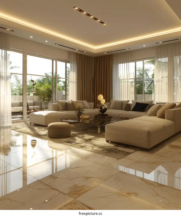 Modern Living Room With Neutral Color Furniture