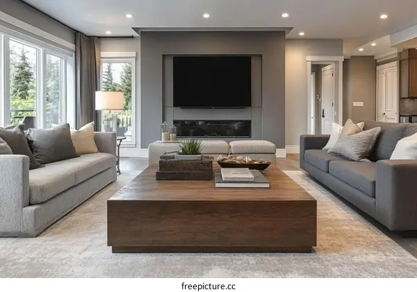 Modern Living Room Interior Design with Large Sofa