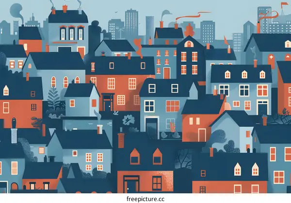 Colorful Illustration of a Cityscape with Buildings